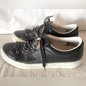 Ferragamo Black Leather Laser-cut Accents Sneakers women’s Sz 7